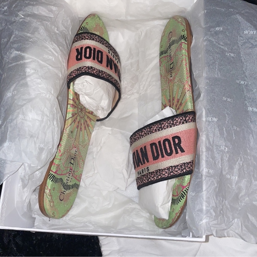 DIOR DWAY Green SANDAL SLIDE 40 authentic
